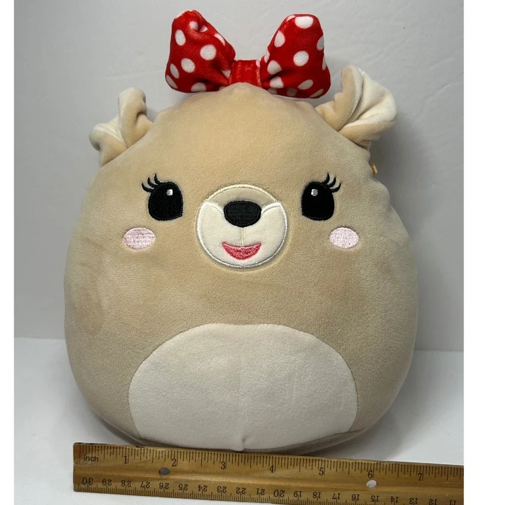 Squishmallows Rudolph Red Nosed Reindeer‎ Clarice Plush Bow Cute Small Toy 9